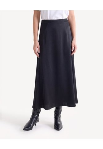 Falda Satin Fluida Midi  Para Mujer Negro Seven Seven Seven Seven
