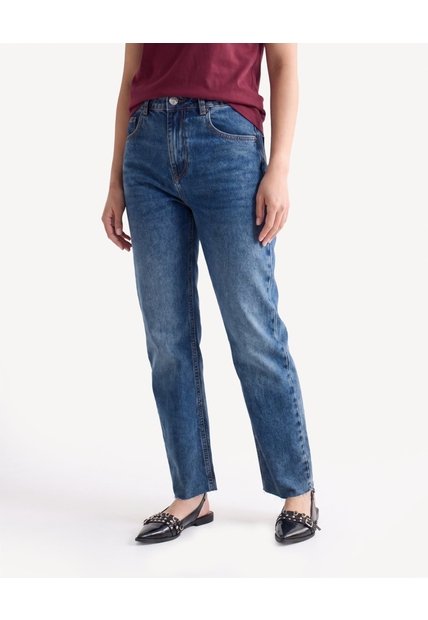 Jean Mom Ruedo Al Corte  Para Mujer Azul Seven Seven