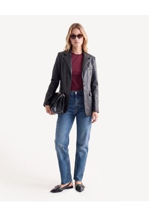 Jean Mom Ruedo Al Corte  Para Mujer Azul Seven Seven