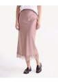 Falda Midi Con Encaje  Para Mujer Rosado Seven Seven de Seven Seven