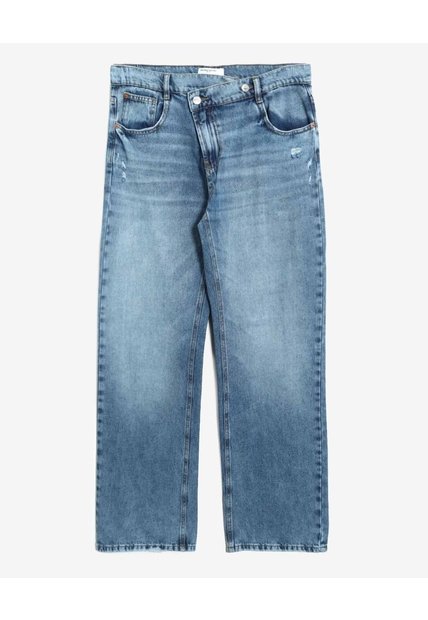 Jean Straight Pretina Cruzada  Para Mujer Azul Seven Seven