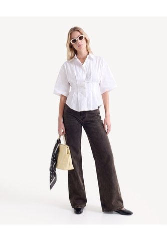 Blusa Camisera Con Prenses  Para Mujer Crudo Seven Seven Seven Seven