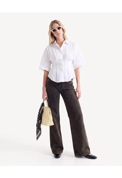 Blusa Camisera Con Prenses  Para Mujer Crudo Seven Seven