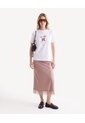 Falda Midi Con Encaje  Para Mujer Rosado Seven Seven de Seven Seven