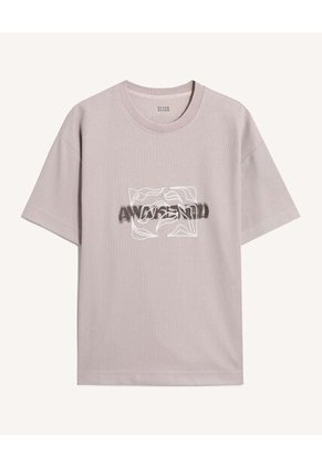 Camiseta Relaxed Estampada Para Hombre Taupe Seven Seven