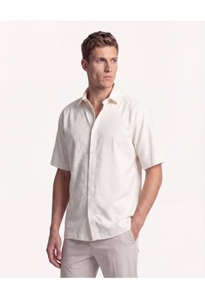 Camisa Rústica Texturizada Para Hombre Marfil Seven Seven