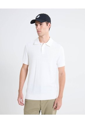 Polo Tricot Cuello Tejido Para Hombre Marfil Seven Seven