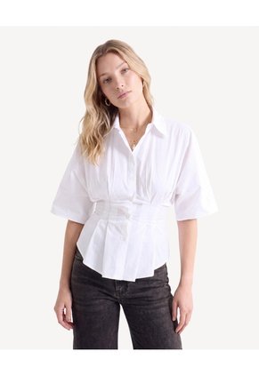 Blusa Camisera Con Prenses  Para Mujer Crudo Seven Seven