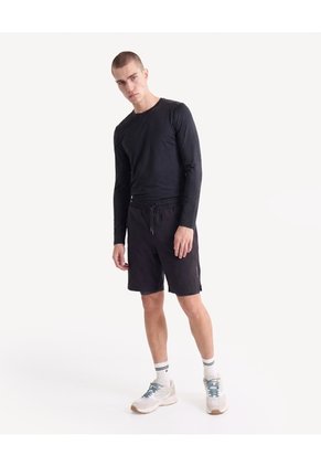 Camiseta Manga Larga Texturizada Para Hombre Negro Seven Seven
