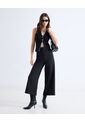Pantalón Culotte Con Pinzas  Para Mujer Negro Seven Seven de Seven Seven