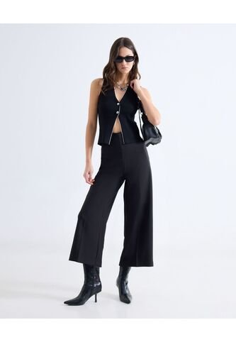 Pantalón Culotte Con Pinzas  Para Mujer Negro Seven Seven Seven Seven