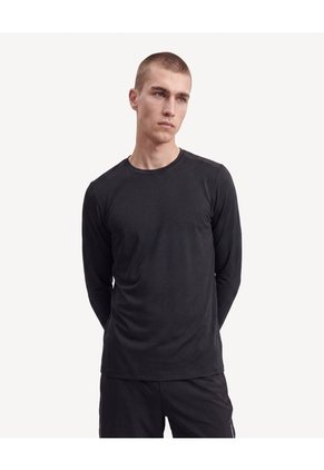 Camiseta Manga Larga Texturizada Para Hombre Negro Seven Seven
