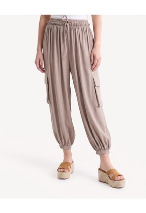 Pantalón Cargo Ajustable Para Mujer Café Seven Seven
