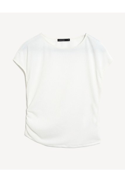 Camiseta Texturizada Drapeada  Para Mujer Blanco Seven Seven