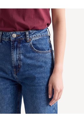 Jean Mom Ruedo Al Corte  Para Mujer Azul Seven Seven