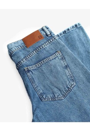 Jean Straight Pretina Cruzada  Para Mujer Azul Seven Seven