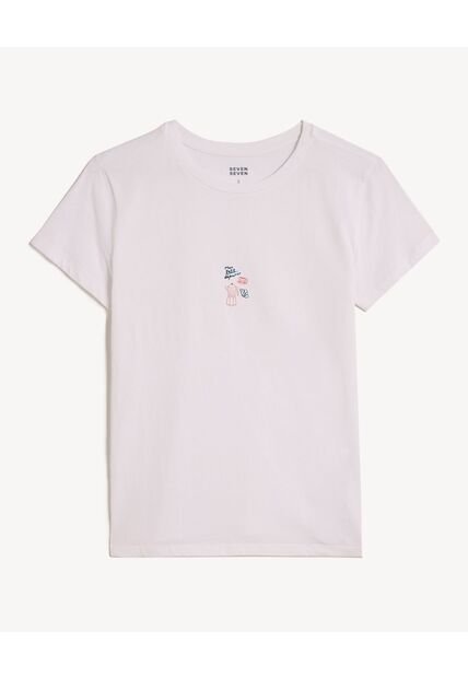 Camiseta Para Mujer Manga Corta Cuello Redondo Color Blanco Marca Seven Seven #28096376