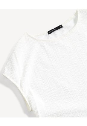 Camiseta Texturizada Drapeada  Para Mujer Blanco Seven Seven