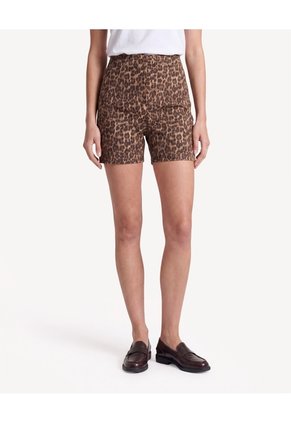 Short Tiro Alto Con Pinzas Para Mujer Café Seven Seven