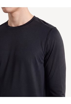 Camiseta Manga Larga Texturizada Para Hombre Negro Seven Seven
