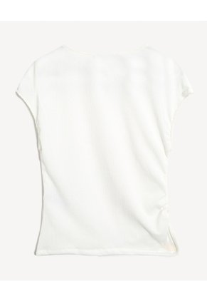 Camiseta Texturizada Drapeada  Para Mujer Blanco Seven Seven