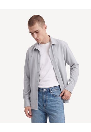 Camisa Non Iron  Para Hombre Gris Seven Seven