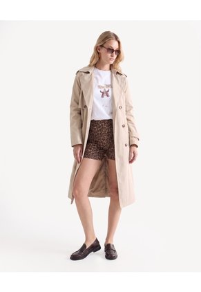 Short Tiro Alto Con Pinzas Para Mujer Café Seven Seven
