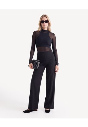 Camiseta Cuello Alto Ajustada Para Mujer Negro Seven Seven