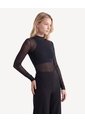 Camiseta Cuello Alto Ajustada  Para Mujer Negro Seven Seven de Seven Seven