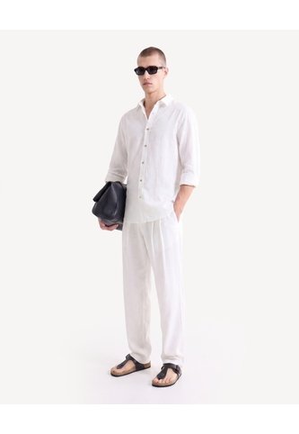 Camisa Rústica Corte Recto  Para Hombre Marfil Seven Seven Seven Seven