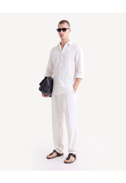 Camisa Rústica Corte Recto  Para Hombre Marfil Seven Seven