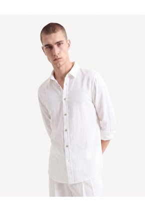 Camisa Rústica Corte Recto  Para Hombre Marfil Seven Seven