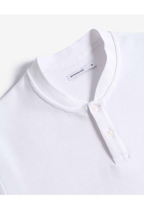 Polo Cuello Mao Con Botonadura  Para Hombre Blanco Seven Seven