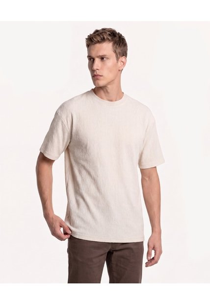 Camiseta Texturizada Relax  Para Hombre Taupe Seven Seven