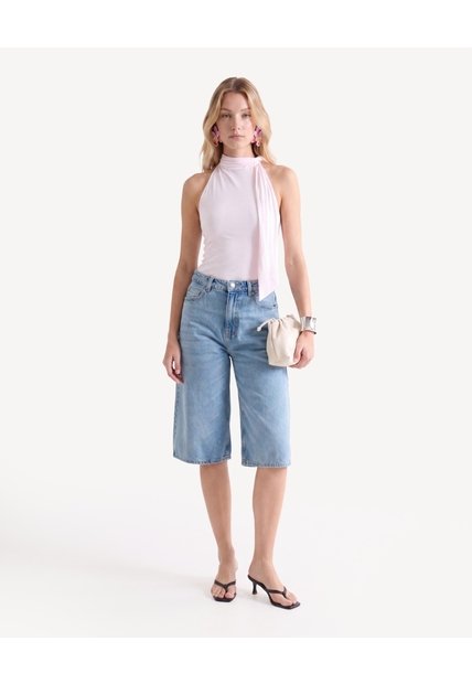Camiseta Halter Con Corbata  Para Mujer Rosa Seven Seven
