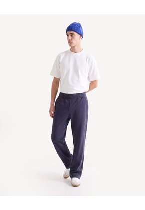 Pantalón Straight Encauchado  Para Hombre Azul Seven Seven