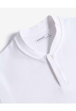 Polo Cuello Mao Con Botonadura  Para Hombre Blanco Seven Seven
