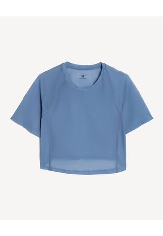 Camiseta Crop Deportiva En Mesh  Para Mujer Azul Seven Seven Seven Seven