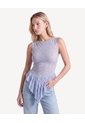 Camiseta Encaje Ruedo Irregular  Para Mujer Azul Seven Seven de Seven Seven
