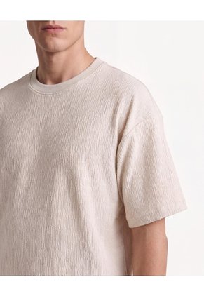 Camiseta Texturizada Relax  Para Hombre Taupe Seven Seven