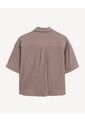 Camisa Texturizada Con Bolsillo Frontal  Para Mujer Taupe Seven Seven de Seven Seven
