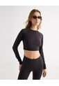 Crop Top Manga Larga  Para Mujer Negro Seven Seven de Seven Seven