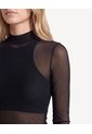Camiseta Cuello Alto Ajustada  Para Mujer Negro Seven Seven de Seven Seven