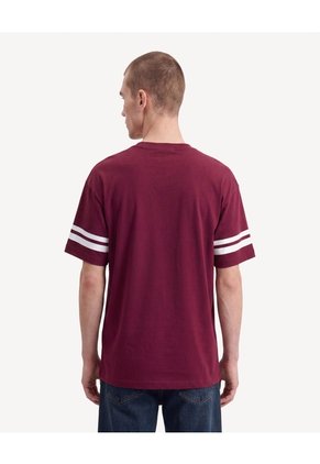 Camiseta Cuello V Bordada  Para Hombre Vino Seven Seven