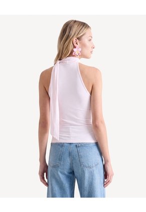 Camiseta Halter Con Corbata Para Mujer Rosa Seven Seven
