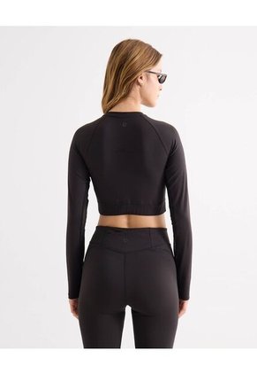 Crop Top Manga Larga  Para Mujer Negro Seven Seven