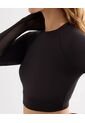 Crop Top Manga Larga  Para Mujer Negro Seven Seven de Seven Seven