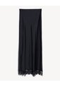 Falda Maxi Satinada Encaje  Para Mujer Negro Seven Seven de Seven Seven