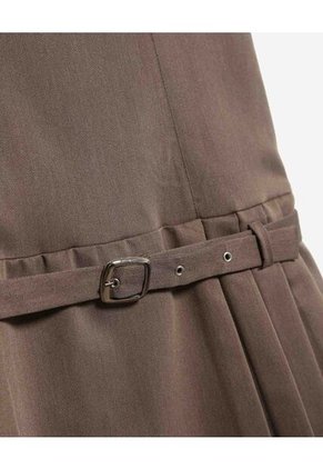 Vestido Mini De Tablas Con Cinturón  Para Mujer Café Seven Seven