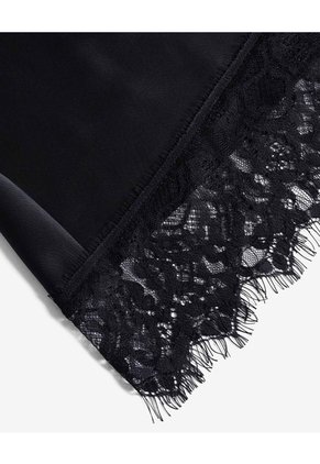 Falda Maxi Satinada Encaje Para Mujer Negro Seven Seven
